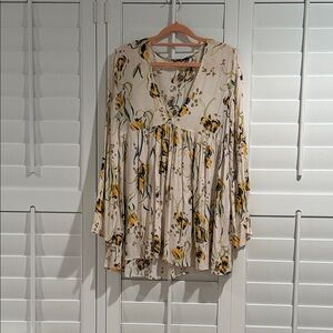 Free People Floral Tunic in Cream and Yellow